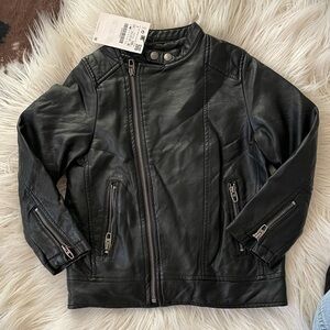 Zara Kids Black Faux Leather Jacket